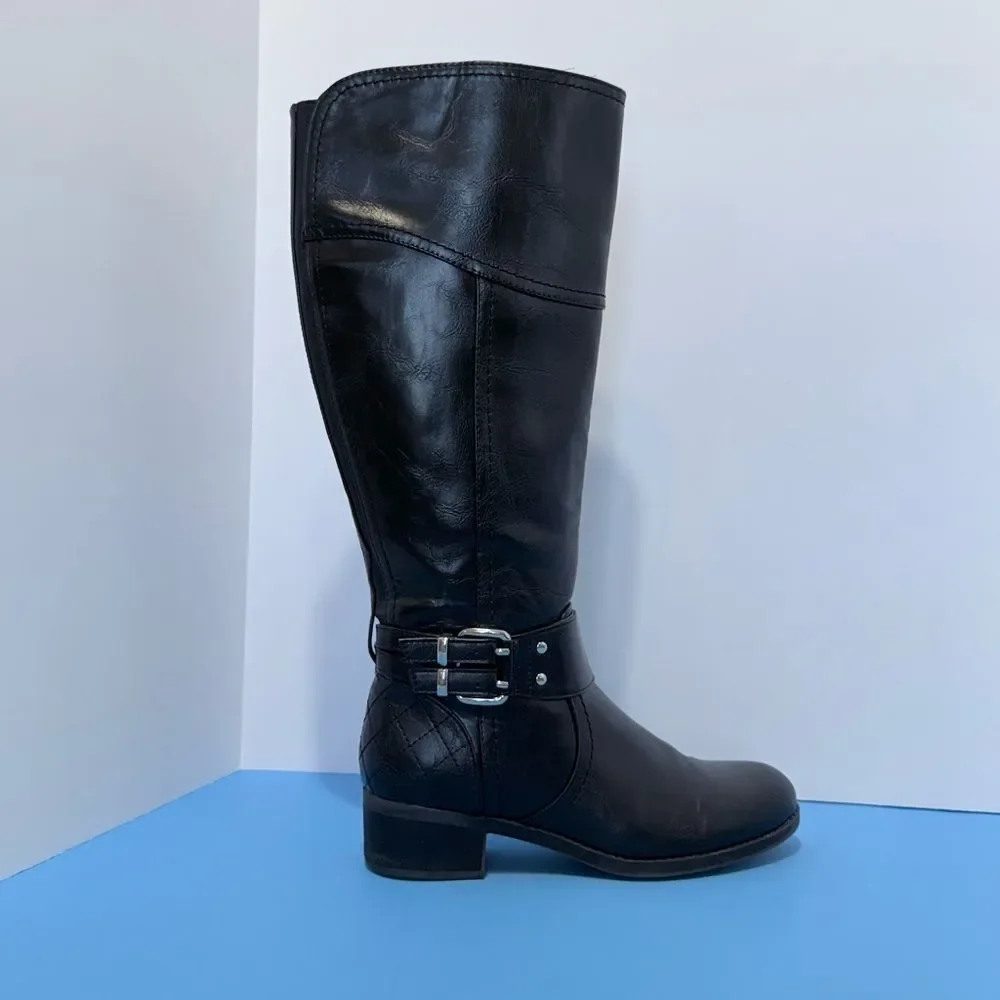 Unisa Women's Black Leather Knee-High Boots Size 6M Style